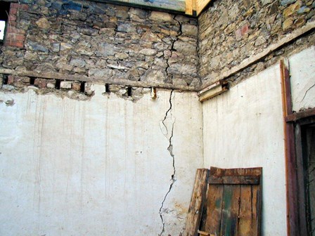 Structural cracks in the masonry walls was evident.  The structural repairs were carried out using cintec anchors at Co. Meath, Ireland