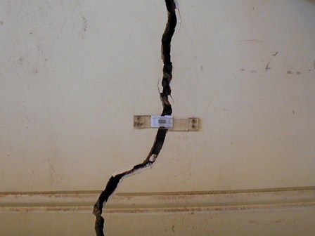 The structural crack in the wall was monitored and measured for movement, at The Ulster Hall, Belfast, Co. Antrim, NI