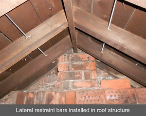 lateral restraint bars roof cracks in walls masonry bulging leaning belfast dublin northern ireland NI