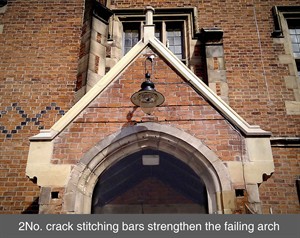 001 lintel reinforcement QUB failing arch crack stitching bars belfast northern ireland NI Dublin scotland
