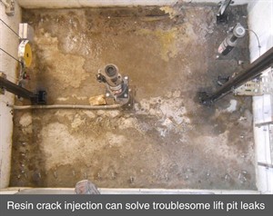 001 lift pit tanking resin crack injection repair leak sealing bangor co down northern ireland NI